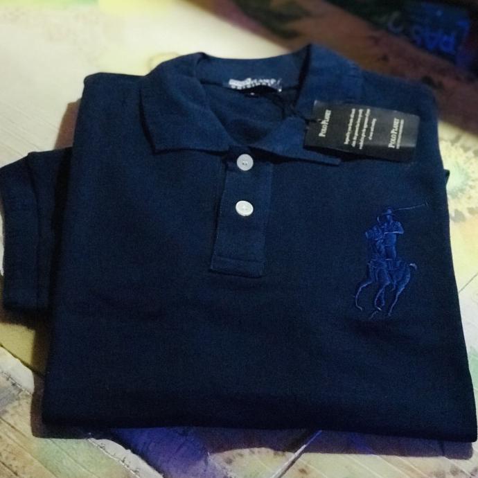 Áo thun Polo Burberry chính hãng có cổ 1 - Polo nevy, L