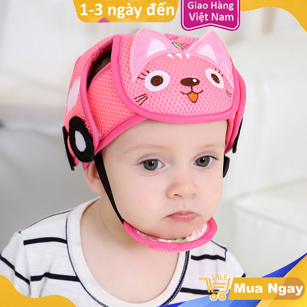 Mũ Bảo Vệ Bé Tập Đi, Mũ Bảo Hiểm Bò Chống Va Chạm Cho Trẻ Em Mùa Hè Thoáng Khí, Bảo Vệ Đầu 360 °,Nhiều Màu Dễ Thương