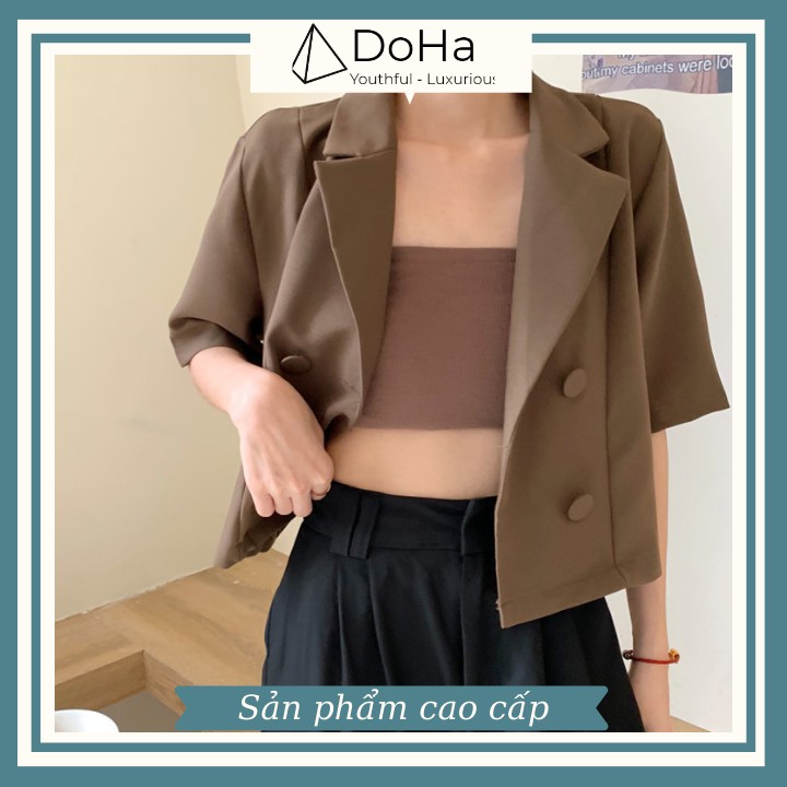 Áo Blazer Nữ Ngắn Tay [CAO CẤP] Dáng Ngắn Phối 2 Nút Mẫu Mới Áo Vest Nữ Khoác Ngoài DOHA STORE | BigBuy360 - bigbuy360.vn