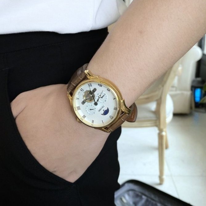 Đồng hồ cơ nam TEVISE T851A chính hãng, cơ tự động, kính saphire nguyên khối, có lịch nhật nguyệt