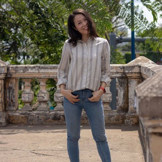 Áo sơ mi linen sọc caro cao cấp nữ tính và duyên dáng