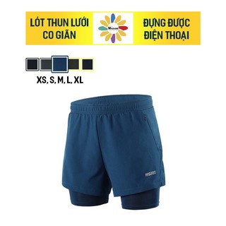 Quần Short Vận Động Arsuxeo B202 Có Lót Trong Dài Ôm Sát Trên Gối - Nam