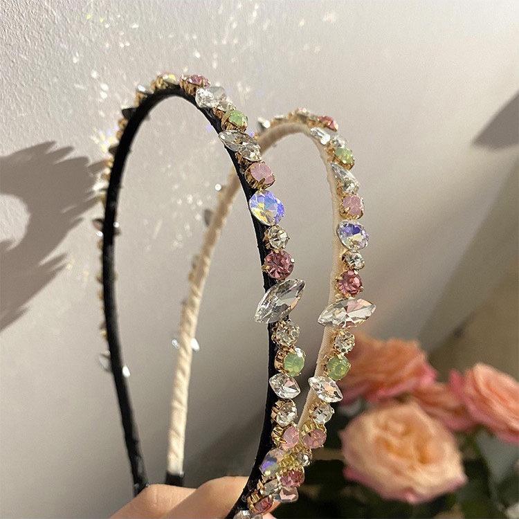 Băng đô cài tóc HAIMEIKANG mỏng đính đá màu ngọt ngào phong cách Hàn Quốc thời trang cho nữ