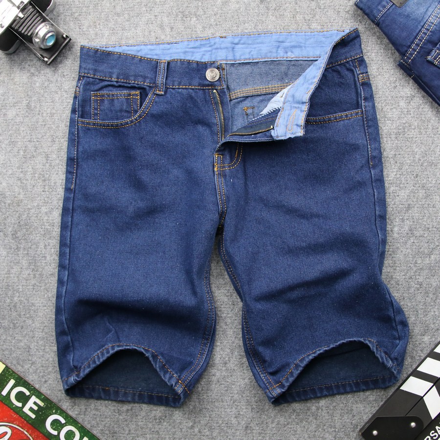 Combo 3 quần shorts jeans nam vải dày 3 màu xanh nhạt, xanh đậm, xanh đen