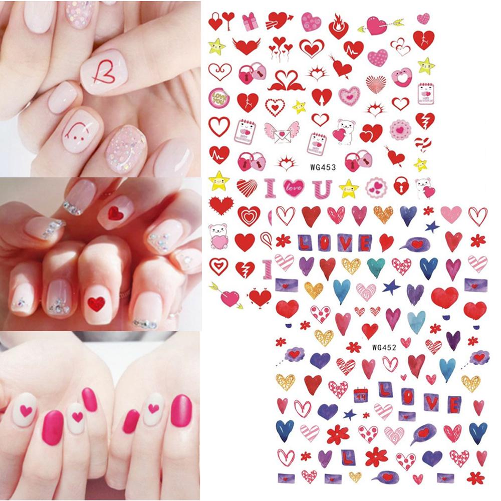 Miếng Dán Trang Trí Móng Tay Họa Tiết Trái Tim Chữ Love Xinh Xắn