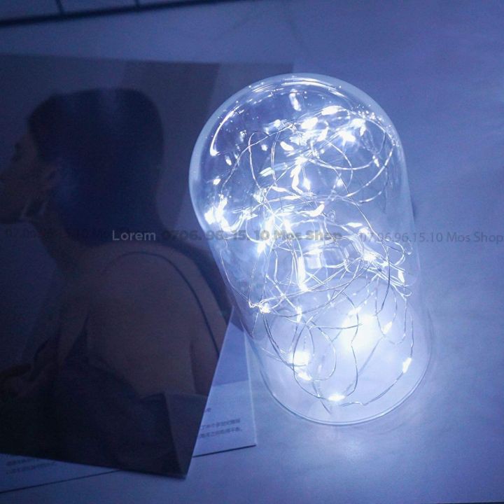 Dây đèn led trang trí dùng pin nhiều (màu trắng, vàng, lá, dương, hồng, bảy màu) Mos Shop