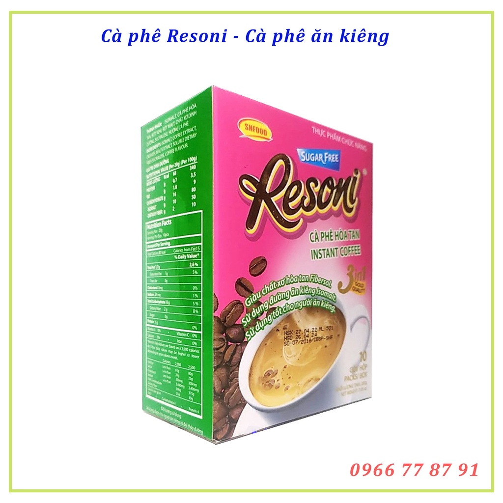 Cà phê Resoni dành cho người tiểu đường, ăn kiêng hộp 200g