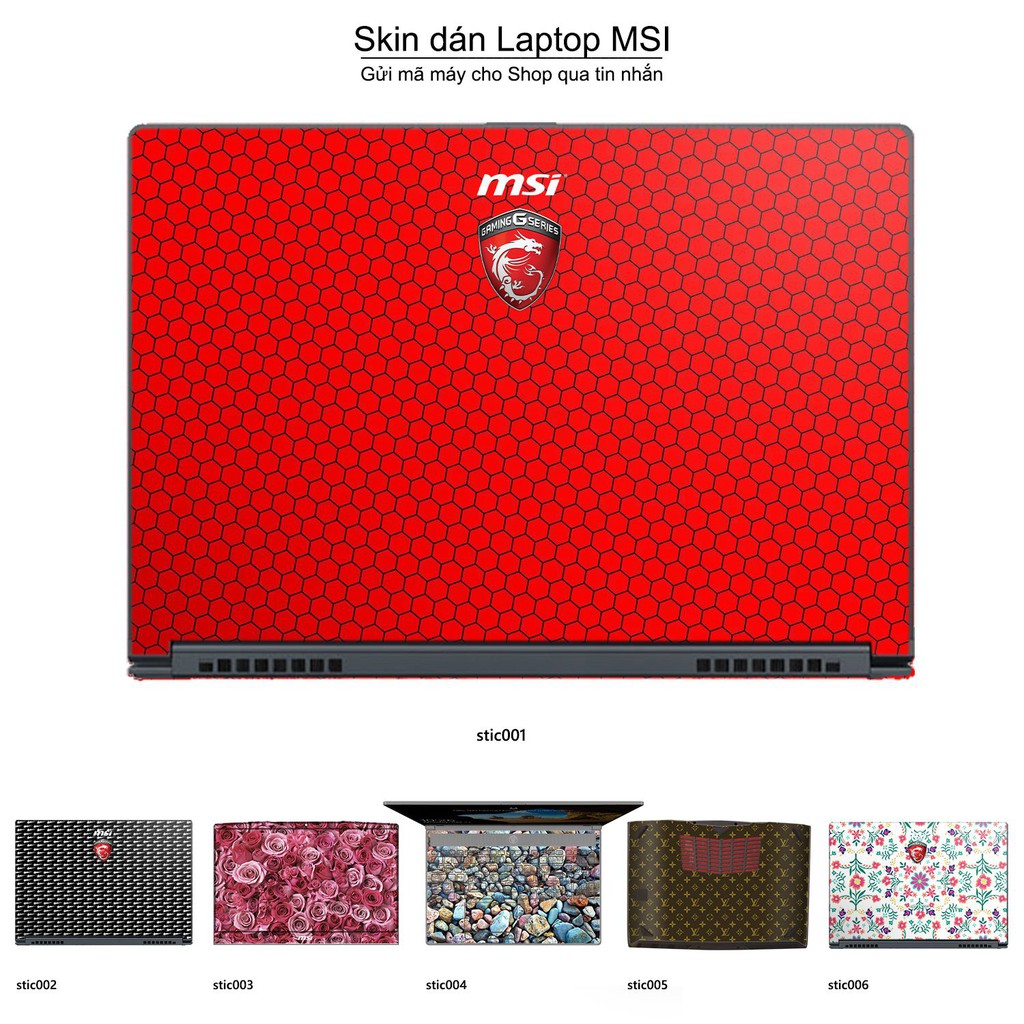 Skin dán Laptop MSI in hình Hoa văn sticker (inbox mã máy cho Shop)