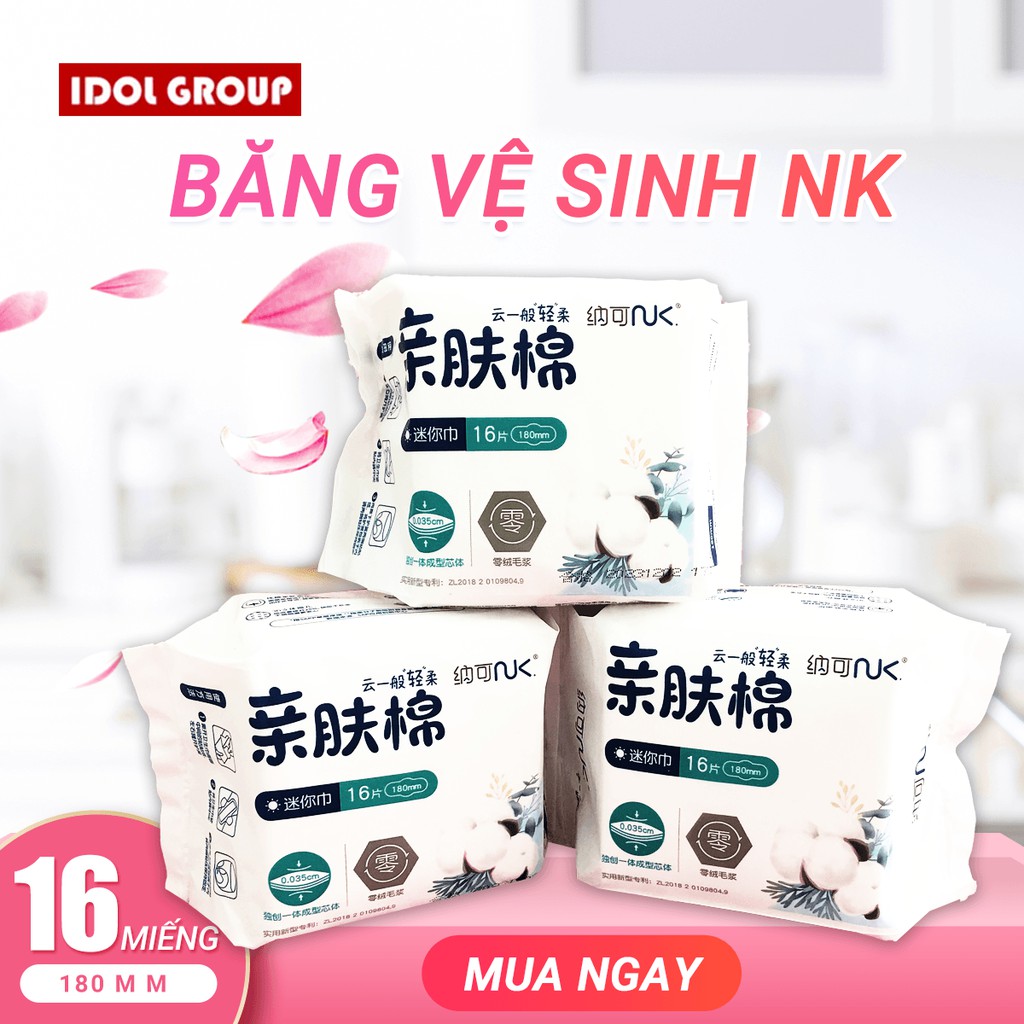 [Hàng Tốt-Băng Vệ Sinh NK Siêu Mỏng chỉ 0.035cm] Siêu Thấm Hút,Giá Siêu Mềm, 180mm,16 Miếng Dùng Hàng Ngày(001)