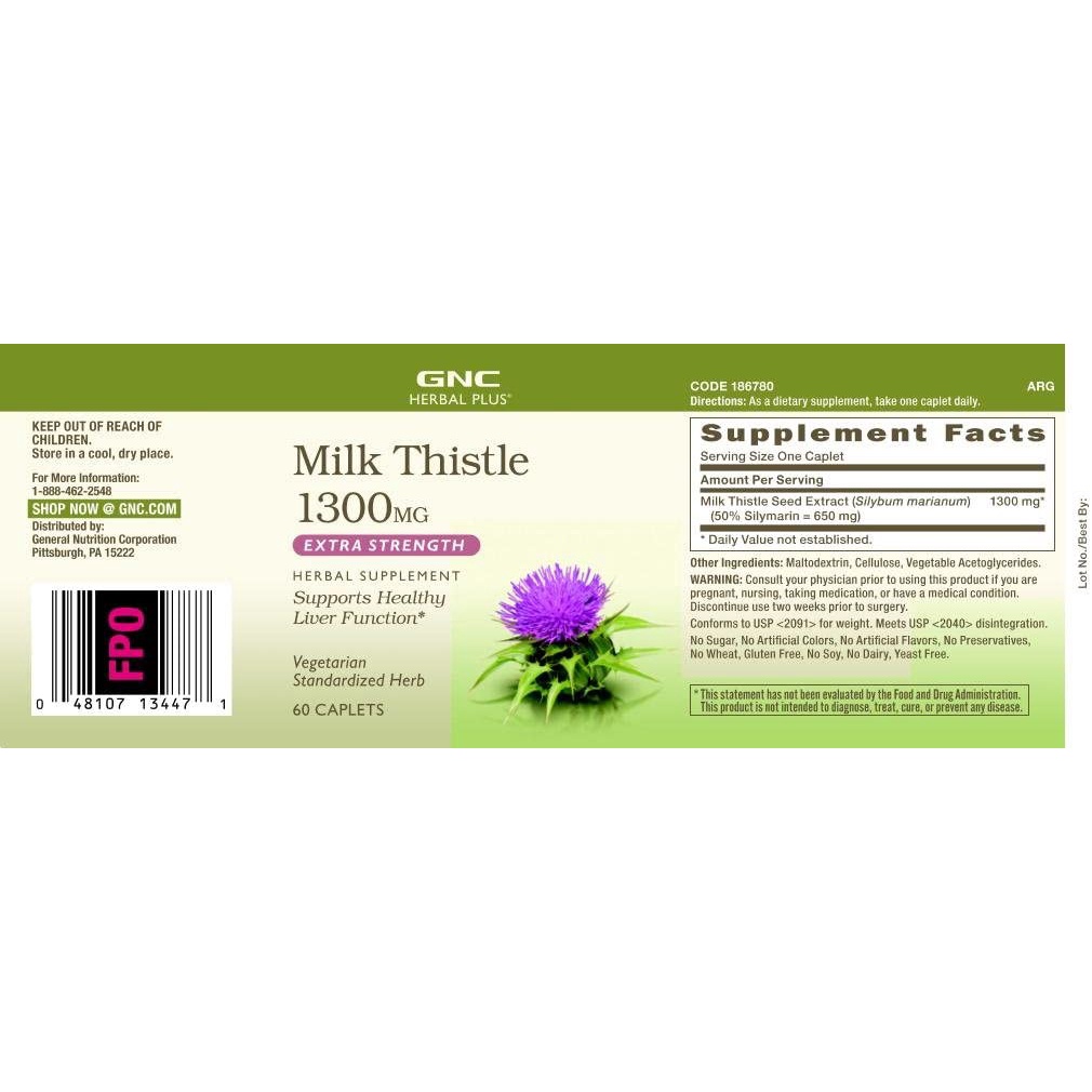 GNC Milk Thistle 1300mg Extra Strength - Viên uống bổ gan, thải độc gan 120 viên USA