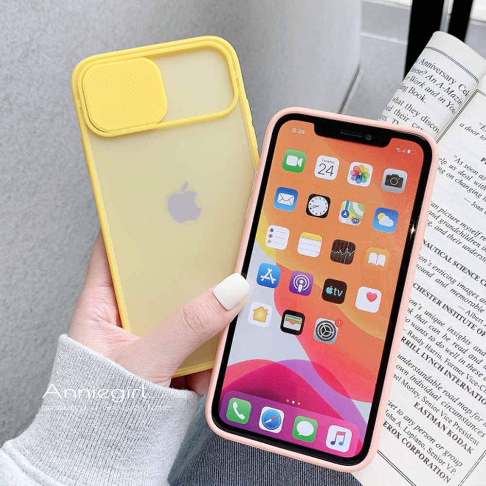 Ốp điện Thoại TPU Nhám Viền Màu Kẹo Có Thanh Trượt Bảo Vệ Camera Cho IPhone 12 11 Pro Max X Xs Max XR 8 7 Plus SE 2020