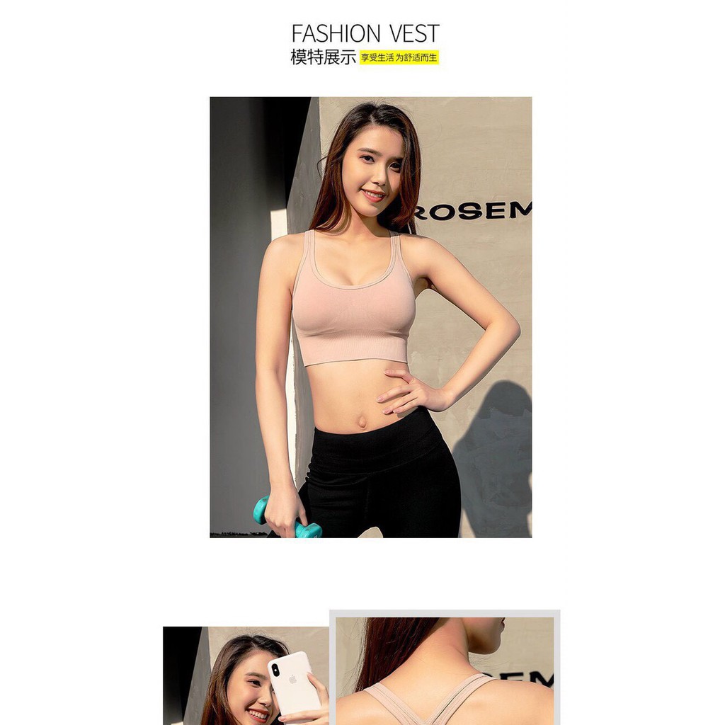 Áo Bra Gân Tăm ❣️ FREESHIP ❣️ BRA KHUY CÀI SAU TẬP GYM, YOGA KÈM MÚT LÓT MS 889