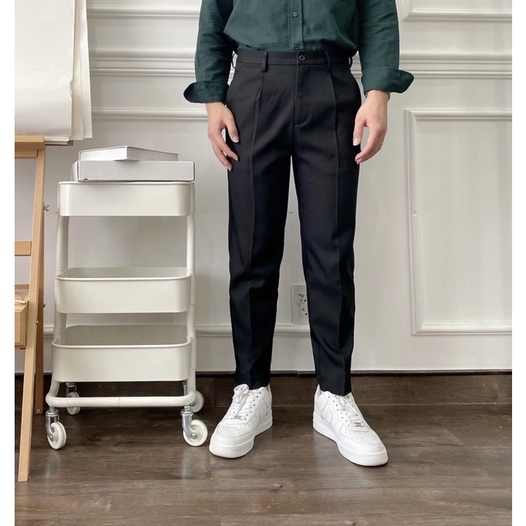 QUẦN TÂY NAM DÁNG BAGGY MÀU ĐEN - BE PHÙ HỢP ĐI LÀM ĐI HỌC CARROT PANTS