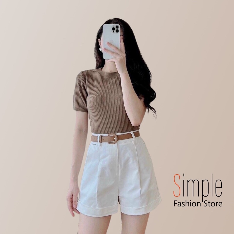 Áo len mongtoghi cộc tay Simple chất len đũa mềm - đẹp, phù hợp mặc thu đông freesize