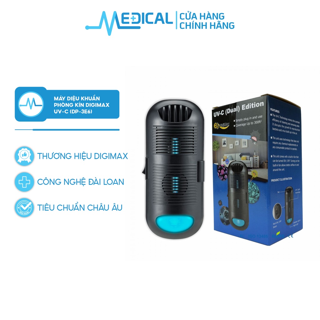 Máy diệt khuẩn phòng kín Digimax UV-C, 30-50m2, 24/7, 10.000 giờ, AC 220V (DP-3E6) - MEDICAL