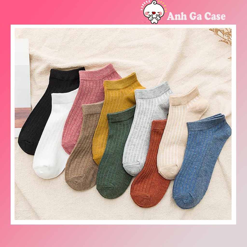 Tất nữ cổ ngắn nhiều màu chất cotton đẹp