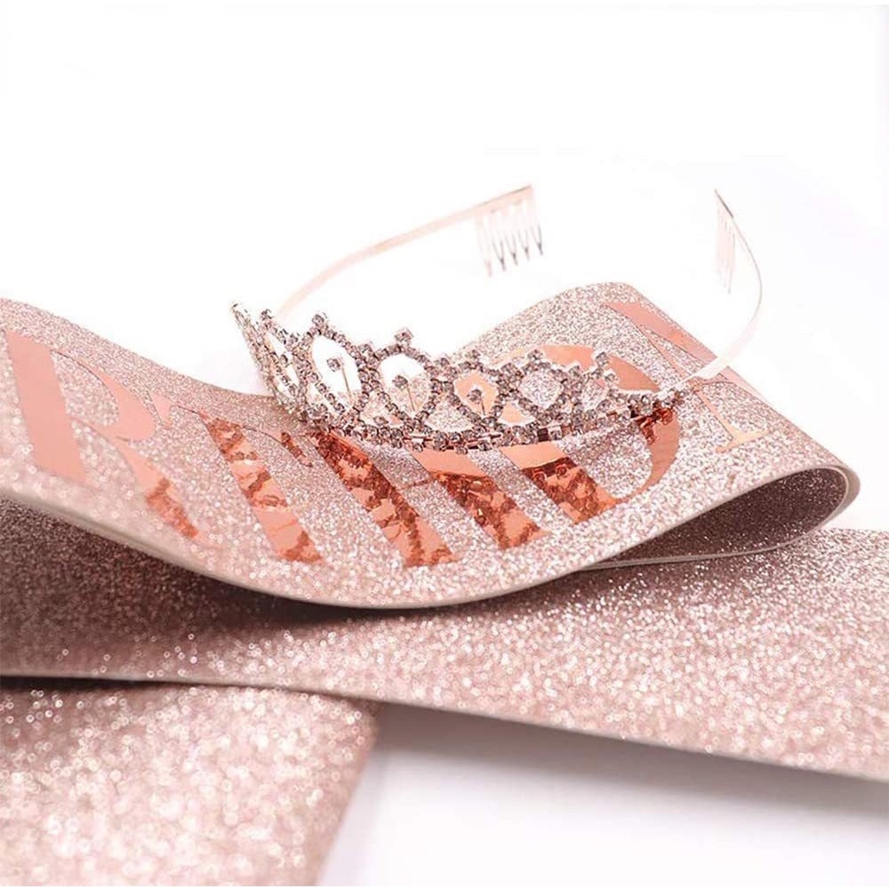 Set 2 Dây Ruy Băng Satin Lấp Lánh Đeo Vai Thời Trang Dùng Trang Trí Tiệc Sinh Nhật Cho Bé Gái