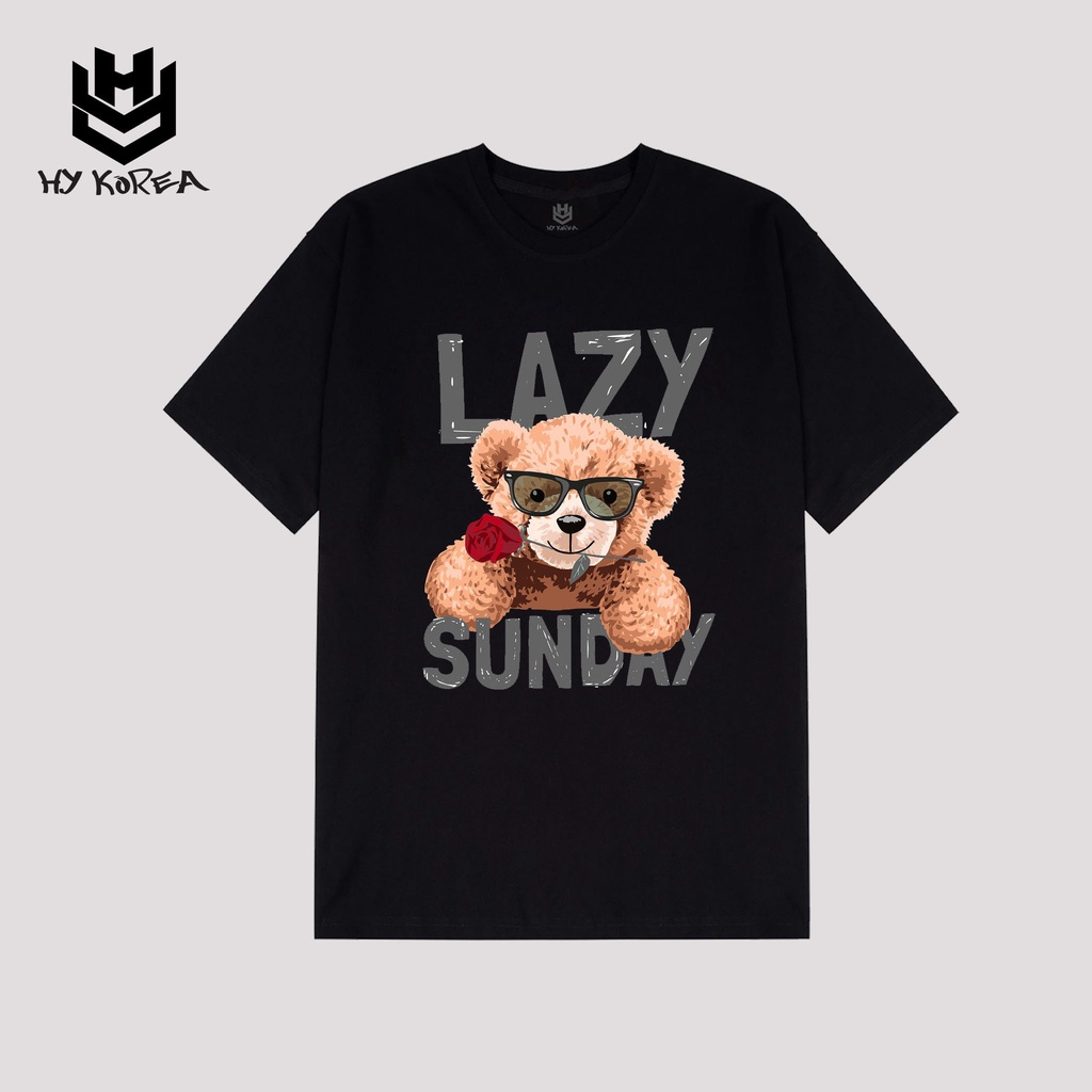 Áo Thun Tay Lỡ HY Korea In Hình Gấu LAZY 16.