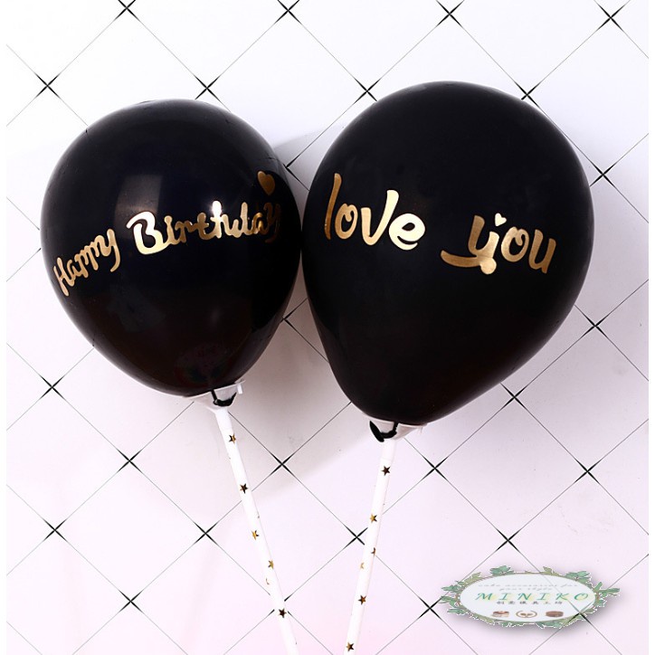 Bong Bóng Cao Su 5 inch Màu Đen Trang Trí Bánh Kem