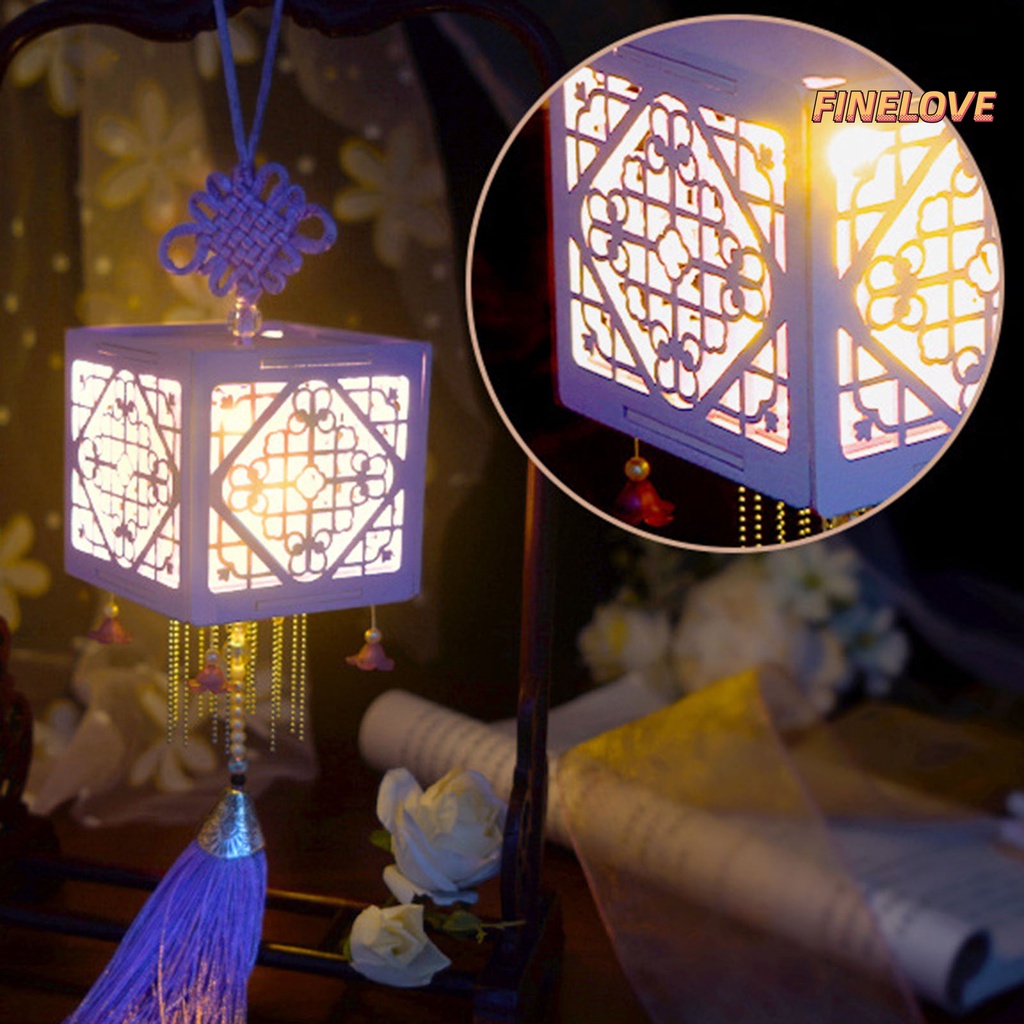Finelove Bộ Hộp Đèn Trung Hoa Cổ Điển Bằng Gỗ Bắt Mắt Thủ Công Trang Trí Giáng Sinh