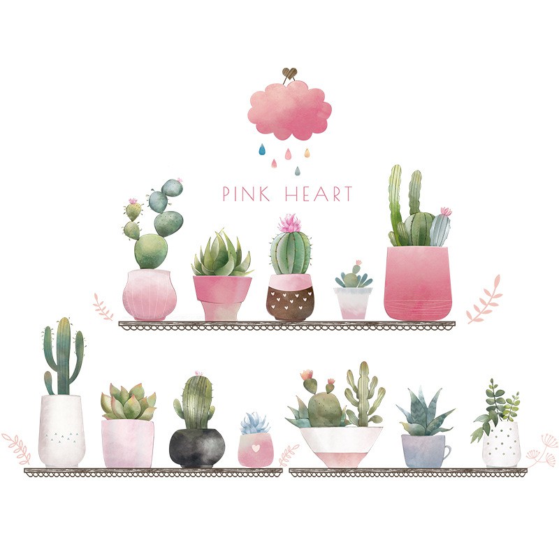 Tranh dán tường trang trí ký túc xá, decal dán tường trang trí decor phòng ngủ (Xương Rồng Hồng) | BigBuy360 - bigbuy360.vn