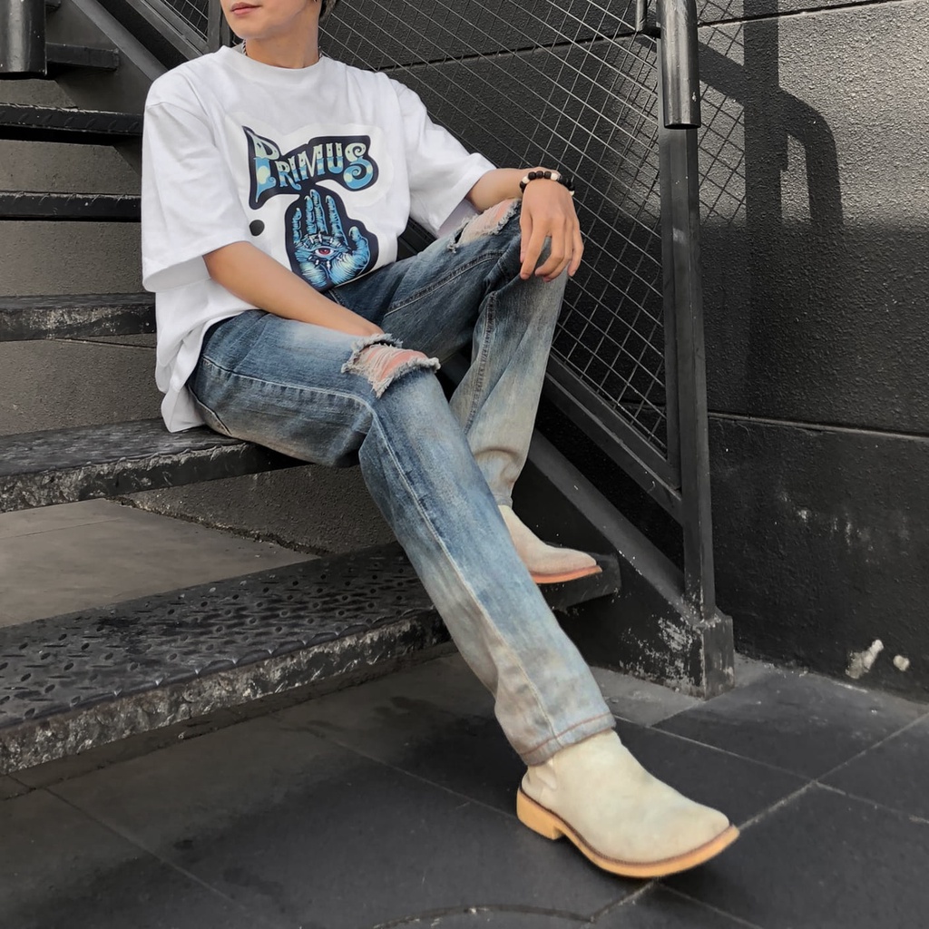 Quần jean slimfit rách sước gối QJ51 MAKVN