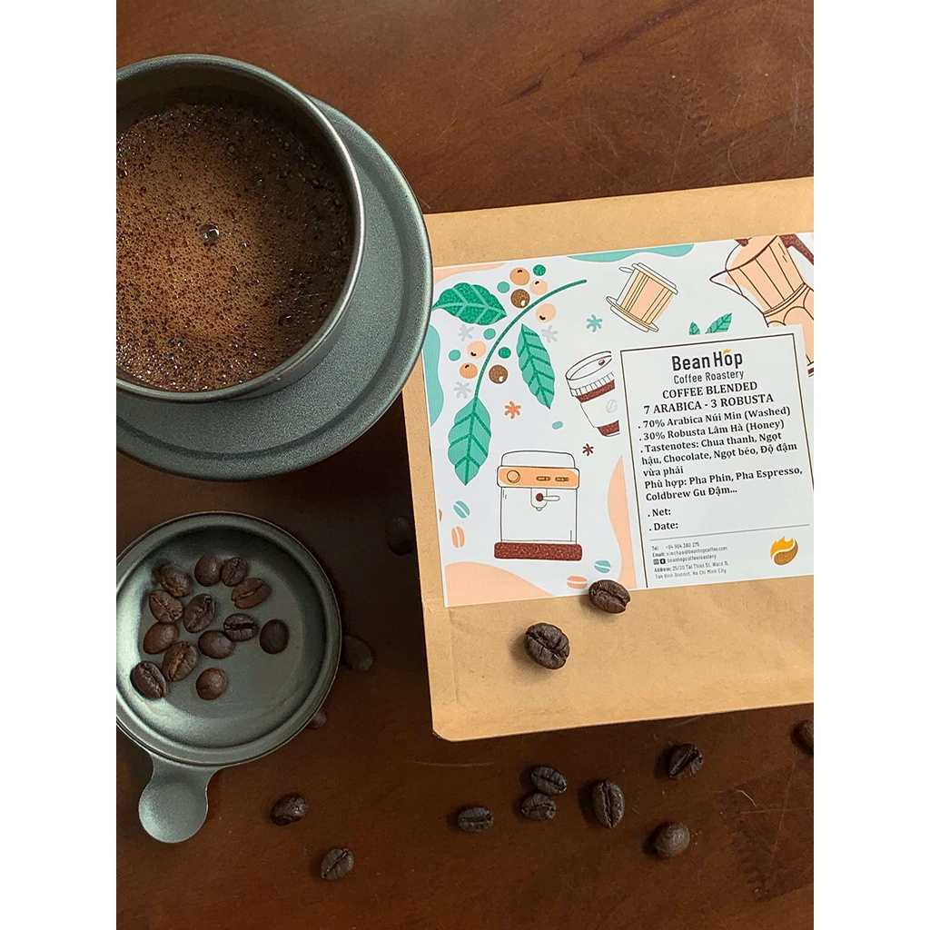 Cà phê Blend GU NHẸ 7 Arabica 3 Robusta Pha Phin Pha Máy