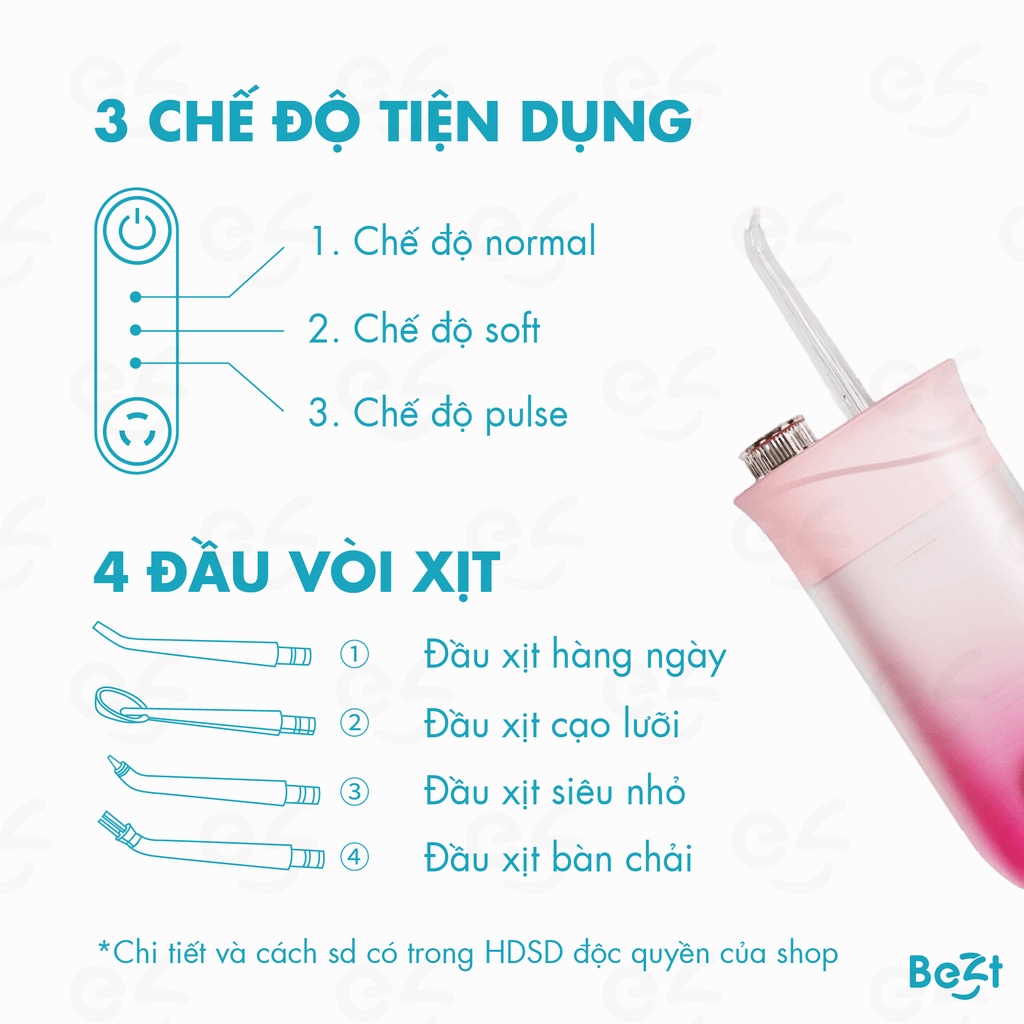 Máy tăm nước cầm tay, tăm nước oral mini vệ sinh răng có thể gấp gọn mẫu mới nhất 2021 tiện lợi an toàn