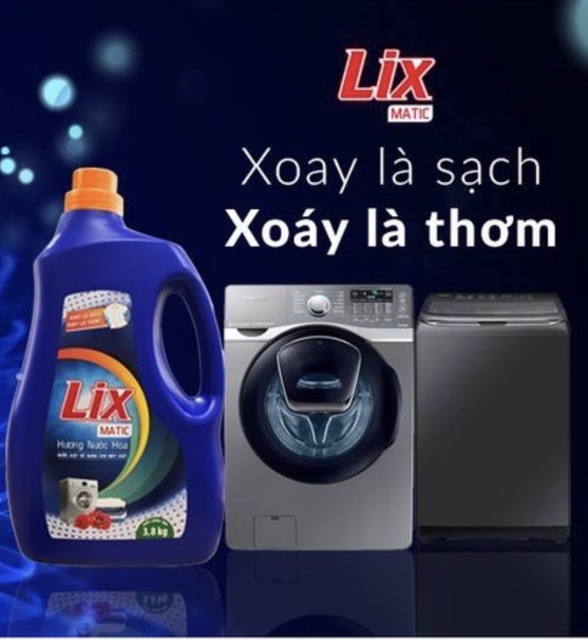 [PHÁ GIÁ] 3 can Nước giặt Lix 3,8kg đậm đặc giặt máy + giặt tay