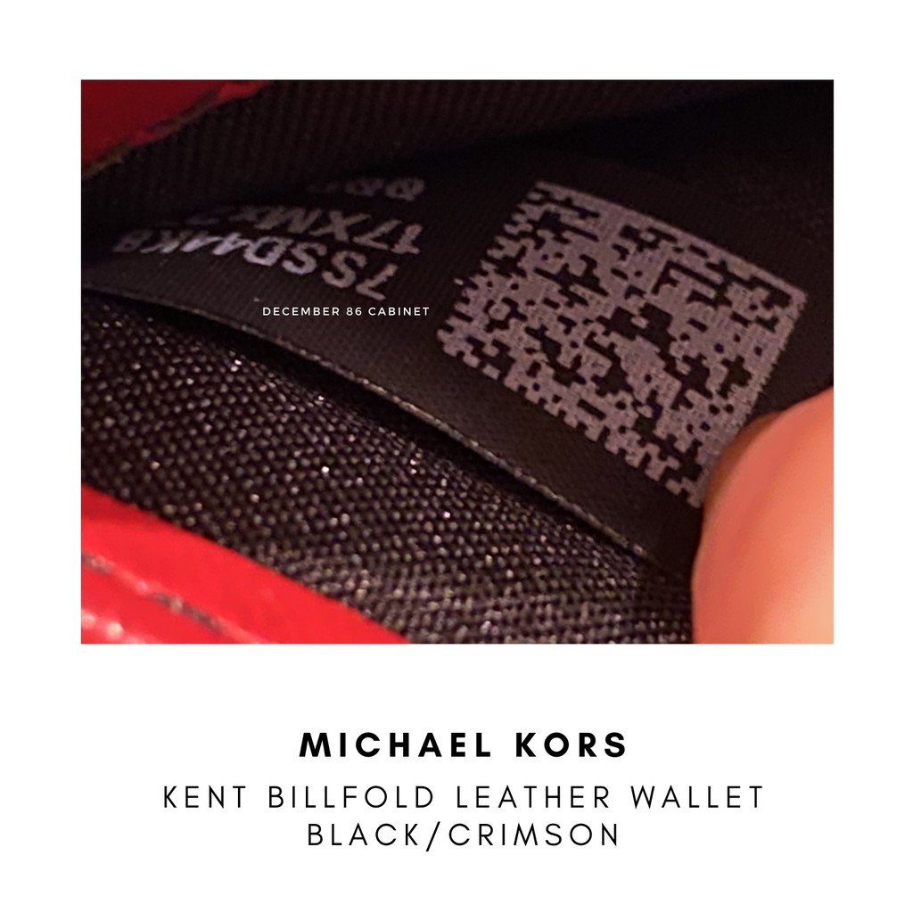 Michael Kors Men's KENT Leather Billfold Wallet, Black/Crimson