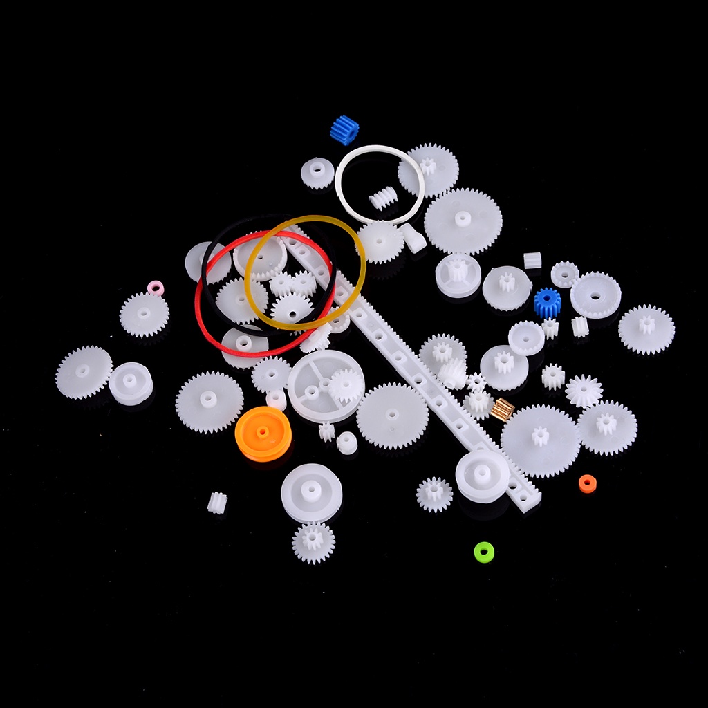 [TAT] 60 pcs Plastic Gear Set DIY Rack Pulley Belt Worm Single Double Gears CVX