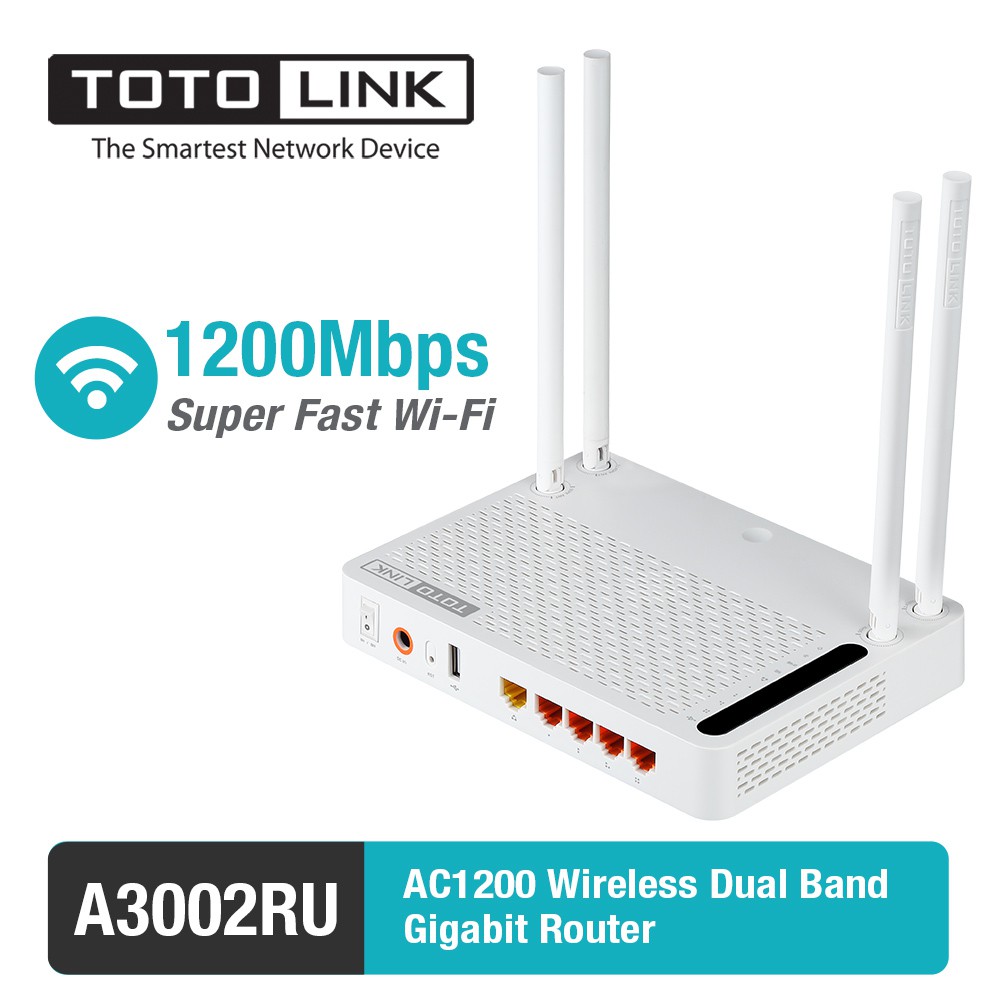 TotoLink A3002RU - Bộ Phát Wifi Chuẩn AC Tốc Độ 1200Mbps Mở Rộng Sóng