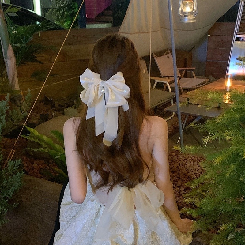 Kẹp Tóc Hình Nơ Bằng Lụa Cỡ Lớn Thời Trang Hàn Quốc Sang Trọng Cho Nữ