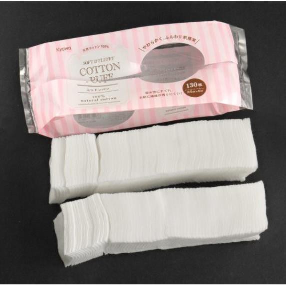 Bông tẩy trang cotton  puff 130 miếng⚡𝗙𝗥𝗘𝗘 𝗦𝗛𝗜𝗣 ⚡Miếng bông mềm mại, dai, không để lại xơ bông trên mặt.