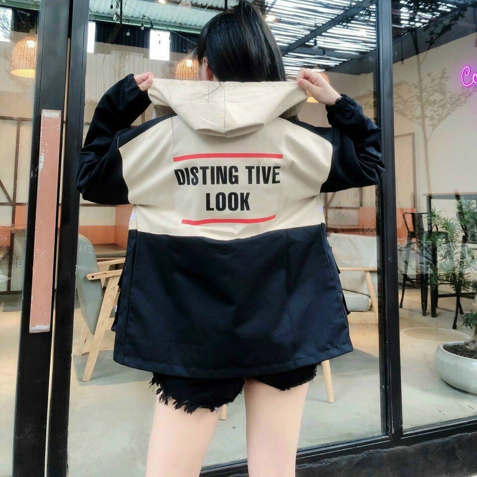 [Ảnh Thật] Áo Khoác Kaki Hộp Nữ In Chữ DISTING Free Size 70kg AK156 TD Fashion