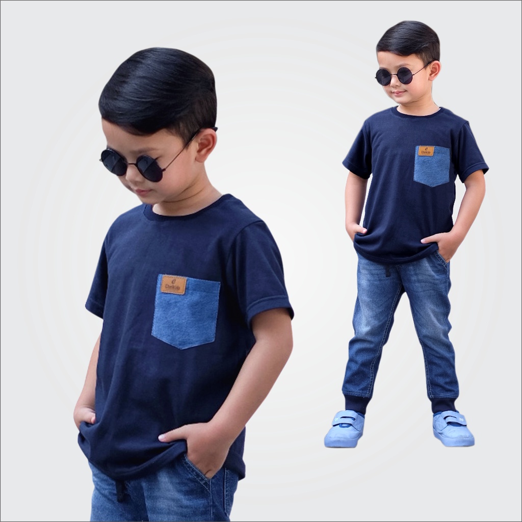 Chelkids | Áo Thun Nam Có Túi Màu Xanh Navy Mới Nhất Từ 1 Đến 10 Tuổi
