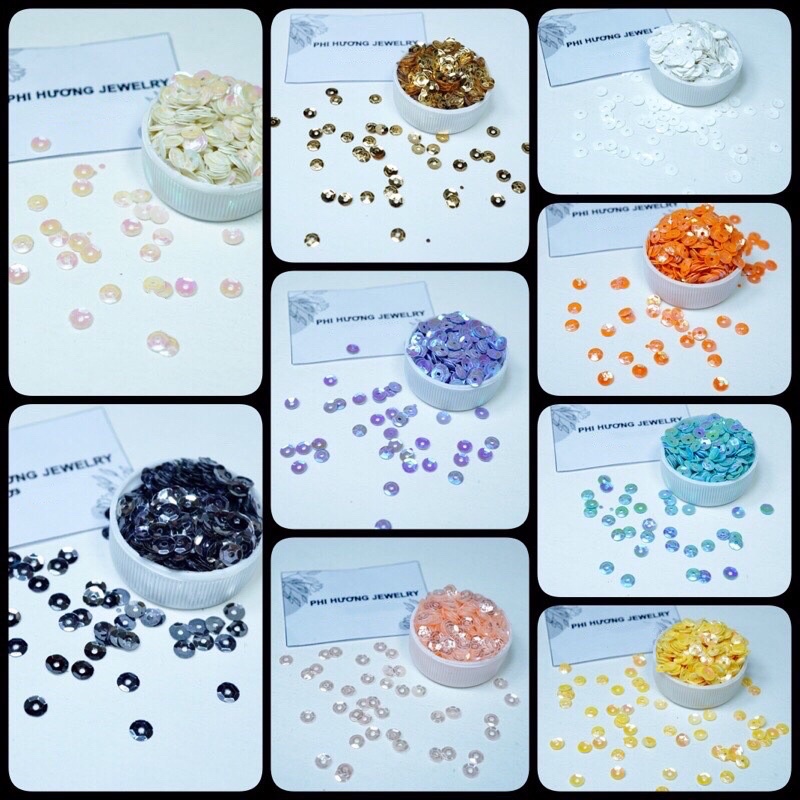 10g - 20gr hạt kim sa 4mm đủ màu kết áo dài, phụ liệu trang trí thủ công