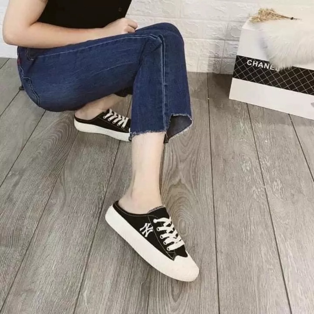 Giày Sục Thể Thao Nữ NY Thêu, Sục MLB Đạp Gót Hot Hít 2021 | BigBuy360 - bigbuy360.vn