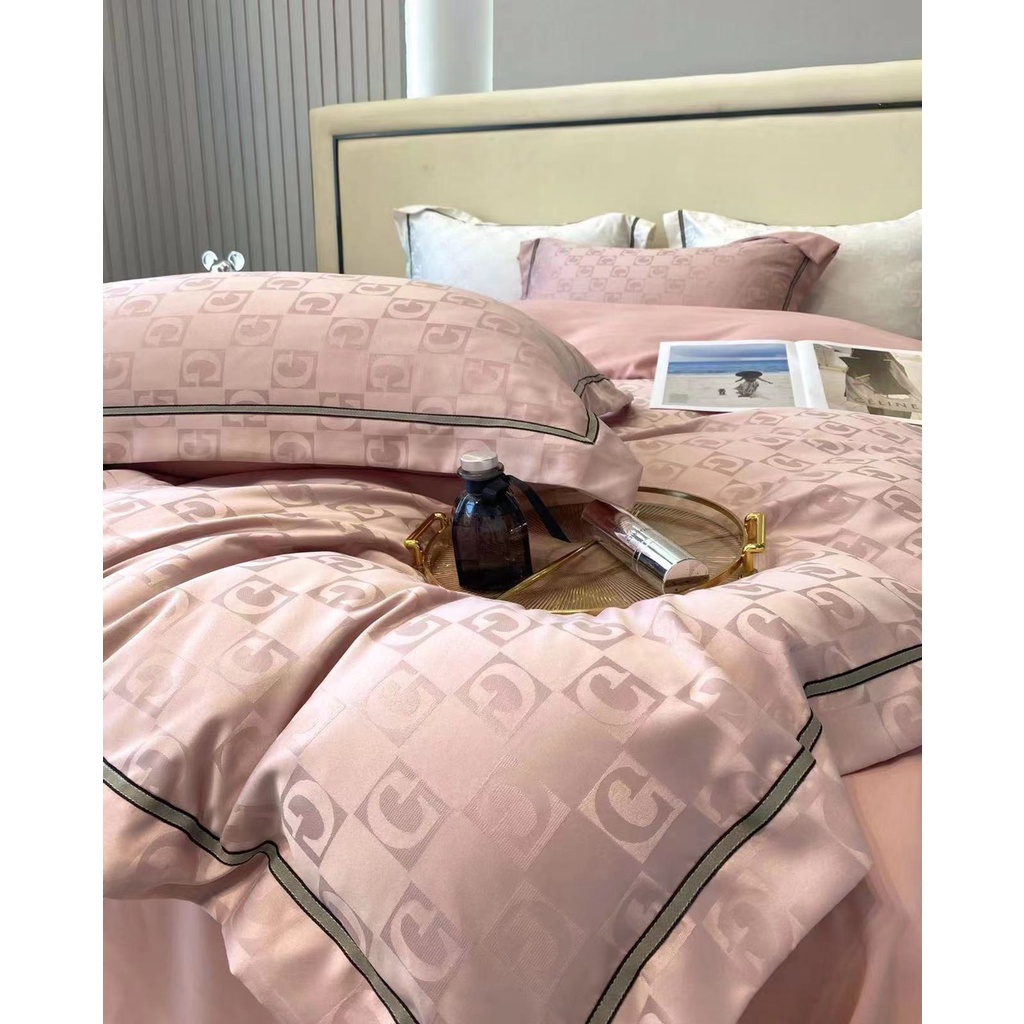 Bộ Chăn Ga Gối Lụa Vân Chìm thượng Lưu