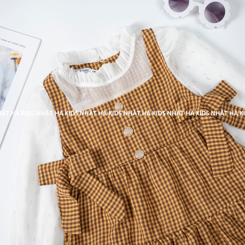 Váy bé gái thu đông NHẬT HÀ Chất đũi mềm mại thiết kế dài tay size đại từ 11-45kg