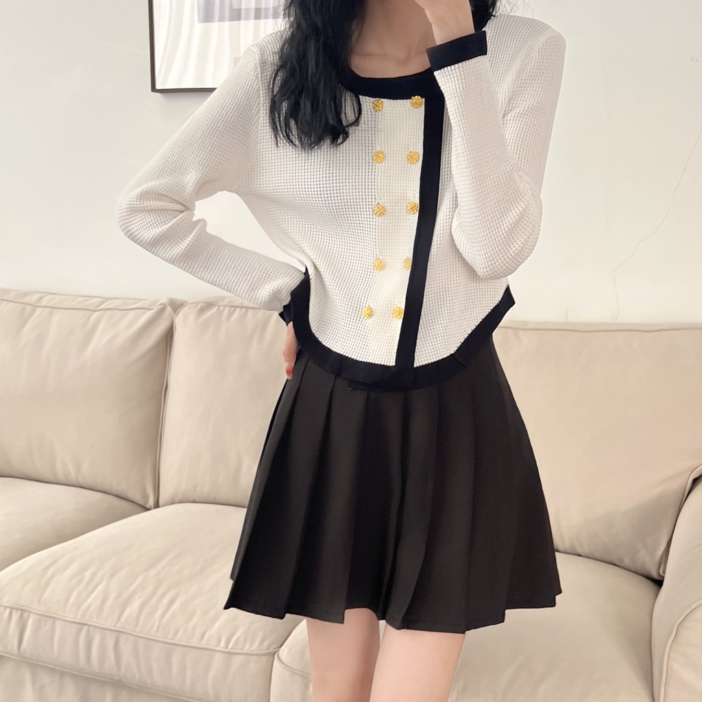 Áo cardigan dệt kim ZHELIHANGFEI tay dài lưng cao dễ phối đồ phong cách thời trang