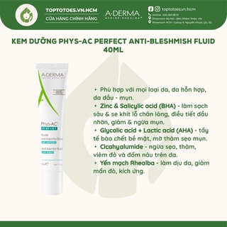 Kem dưỡng giảm mụn, thâm A-DERMA PHYS-AC PERFECT ANTI-BLEMISH FLUID 40ml [NHẬP KHẨU CHÍNH HÃNG 100%]