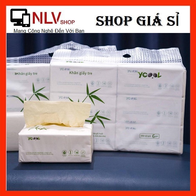 Combo 6 gói TO khăn giấy tre 390 tờ/4 lớp Khăn Giấy Rút Mềm, Mịn, Dai Giấy Ăn Sợi Tre YCOOL
