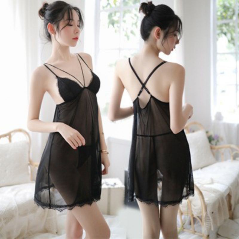 Váy ngủ 2 dây cổ V Sexy Gợi Cảm 1478