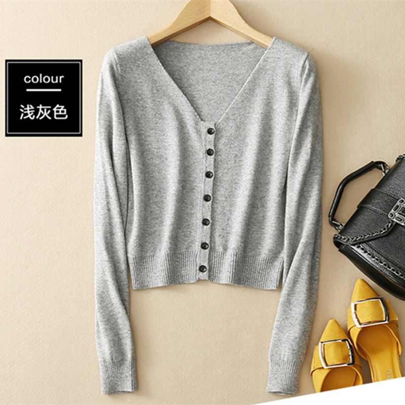 SUXI Áo Cardigan Dệt Kim Tay Dài Lưng Cao Màu Trơn Thời Trang Mùa Thu Cho Phái Nữ