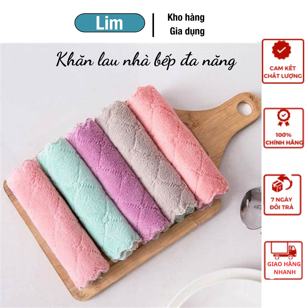 set 5 chiếc Khăn Lau Nhà Bếp Đa Năng 2 mặt Siêu Thấm Nước