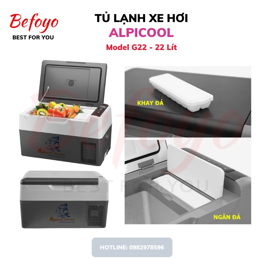 Tủ lạnh xe hơi Alpicool dung tích 9 - 15 -18 - 22 - 30 lít làm đá, trữ sữa, bảo quản mỹ phẩm, thực phẩm, đồ uống, bh 12m