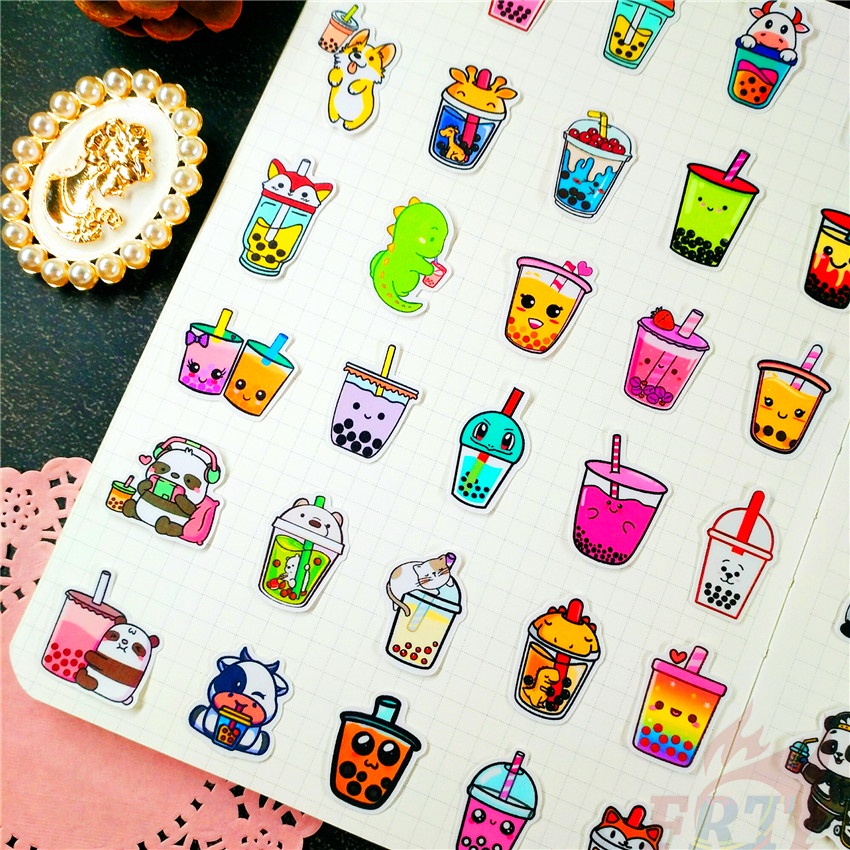 ★★★ Milk Tea Q-1 Funny Q Mini Diary Manual Stickers ★★★ 60Pcs/Set DIY Fashion Scrapbooks Album Decor Decals Stickers（Size: 2~3cm）