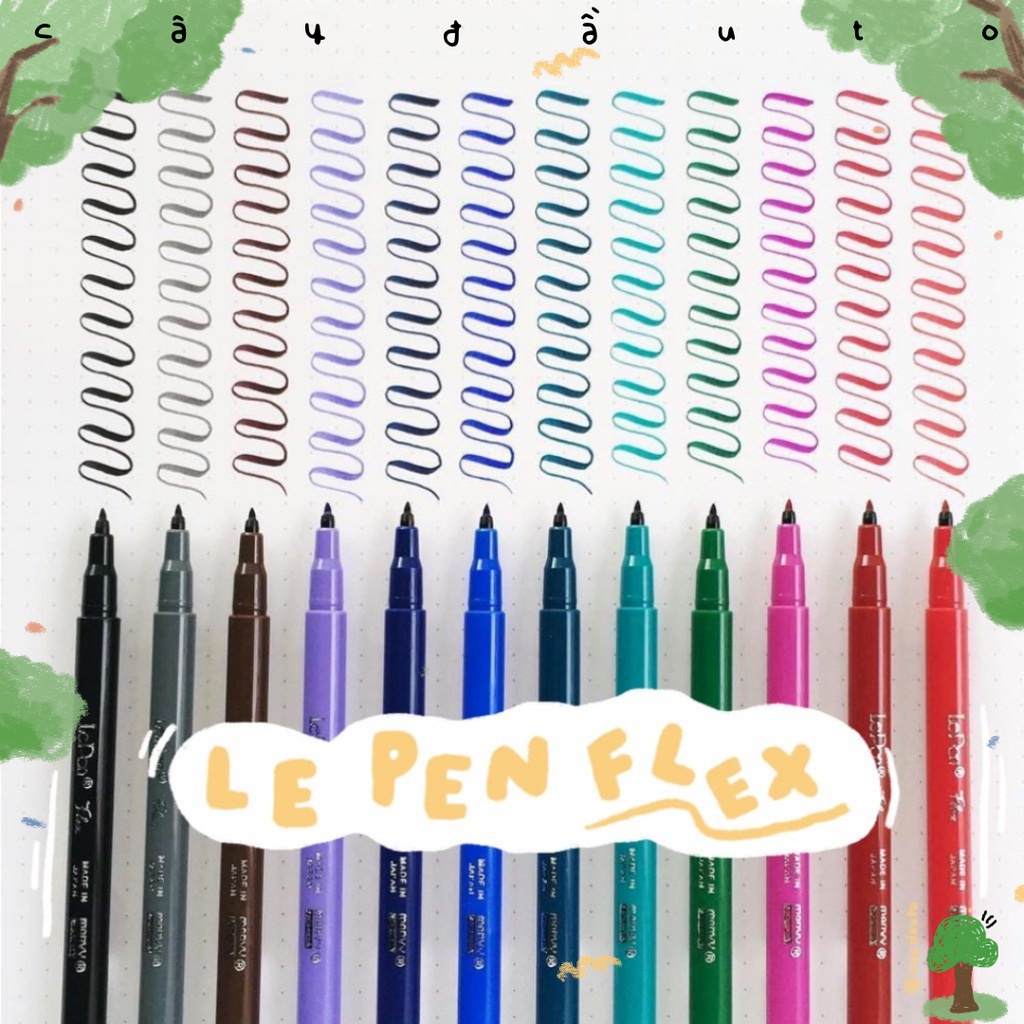 Set 6 Bút Đầu Cọ Thư Pháp Luyện Chữ Calligraphy Lepen Flex Marvy 4800 Cây Đầu To