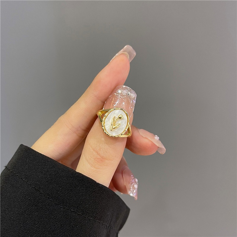 Nhẫn hình hoa tulip bằng hợp kim phong cách vintage cho nữ